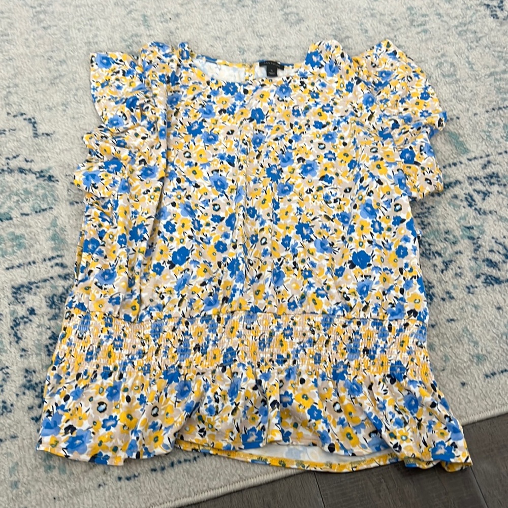 Brand new Ann Taylor top. Ruffles sleeved and elastic waist w peplum